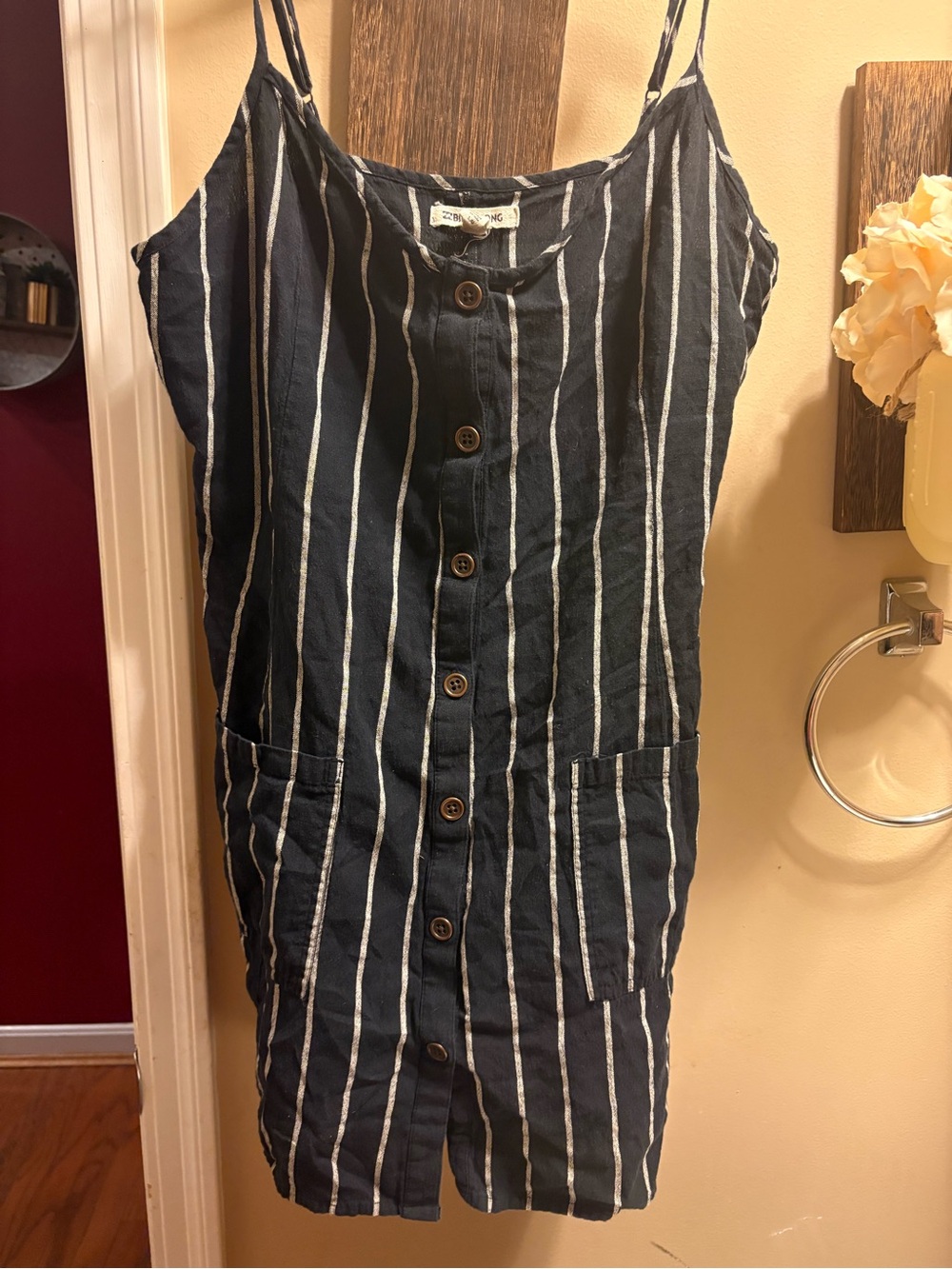 Billabong Striped Mini Button Dress